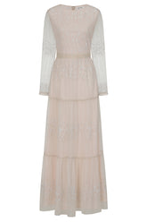 Calla Embroidered Maxi Dress - Nude